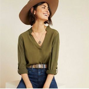 Anthropologie Aiden Top, Olive Green, Medium